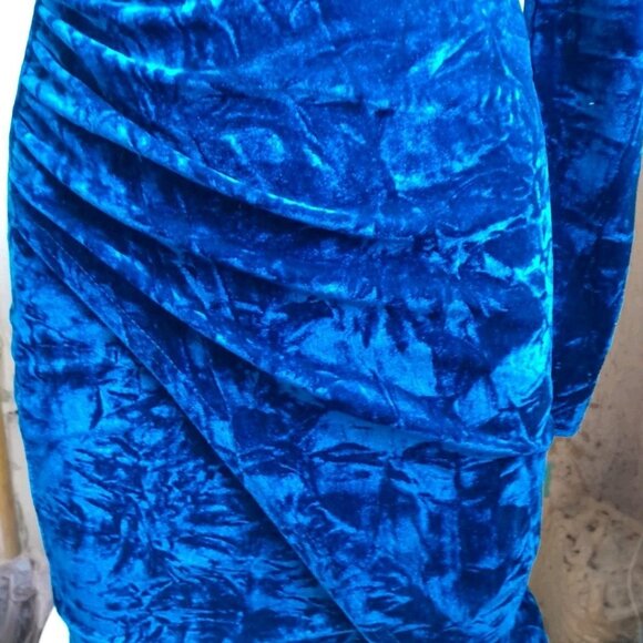 New Club London Y2K Blue Velvet Baby Doll Clubwear Party Size 4 Mini Dress - Picture 4 of 9